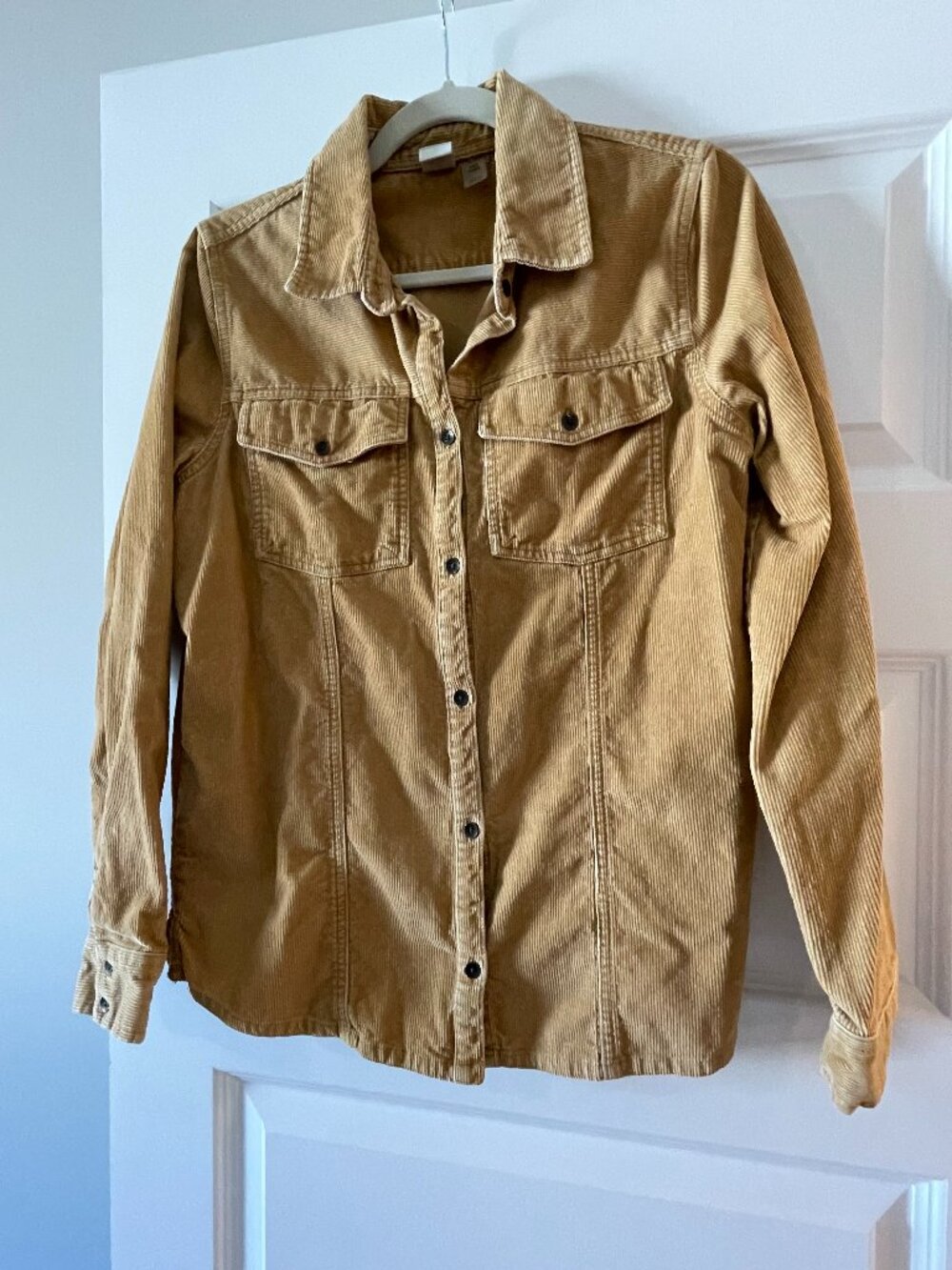 Roxy 100% Cotton Corduroy Button Down Shacket Shirt Camel Tan Medium
